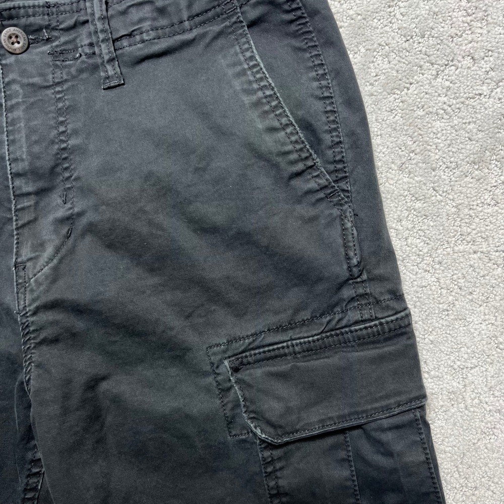 American Eagle Slim Lived-In Cargo Pants Mens 33x32 Black Faded Cotton Flex - Picture 4 of 14
